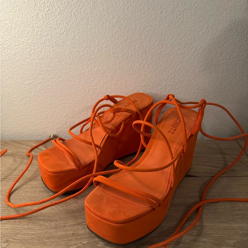 Schutz Orange Strappy Heels - Worn Once - Picture 2 of 5